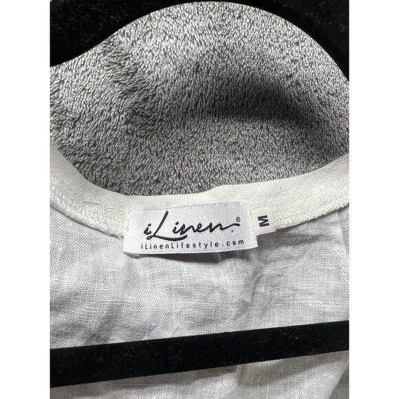 i Linen Lifestyle Medium Zebra Linen Dress Lagenlook Lightweight Resortwear - Picture 3 of 4